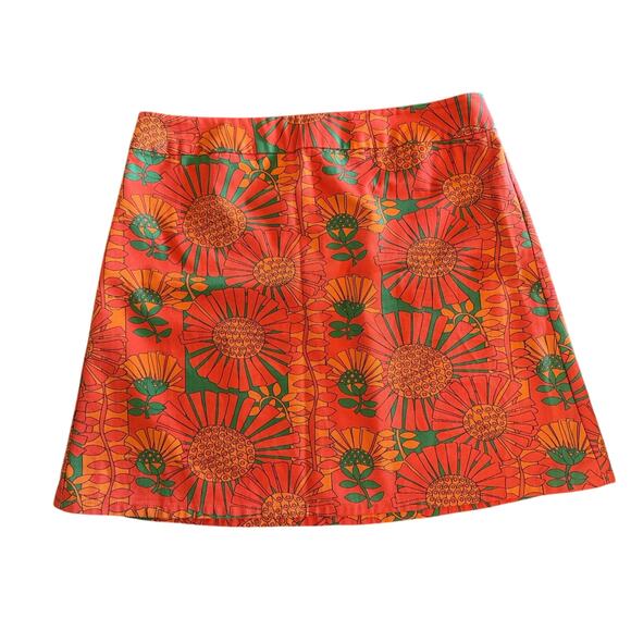 Julie Brown New York Orange Fall Floral A Line Skirt size Large - Picture 2 of 6